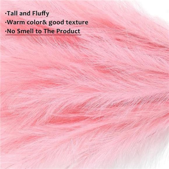 Faux Pampas Grass 18"/45cm Artificial Pampas Grass Fluffy 5 Stem Pompous Pink - Picture 6 of 6